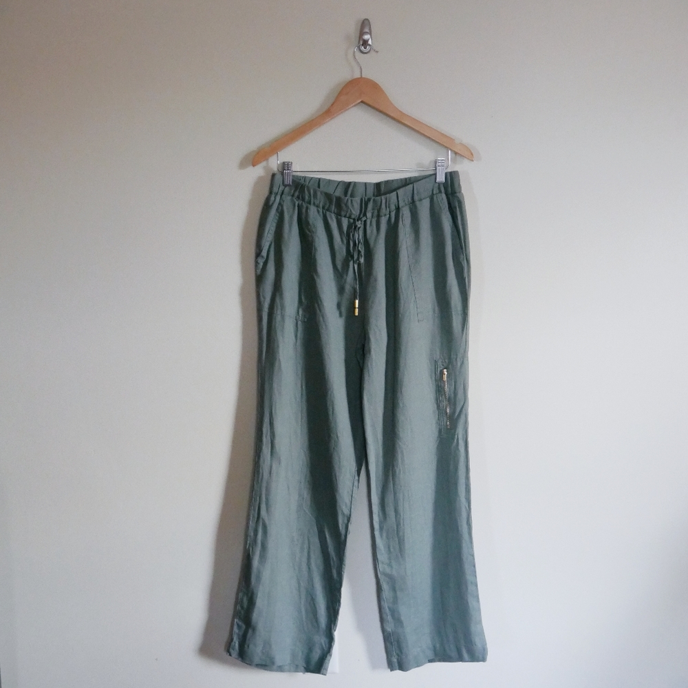 Ellen Tracy Linen Pants Green Size M